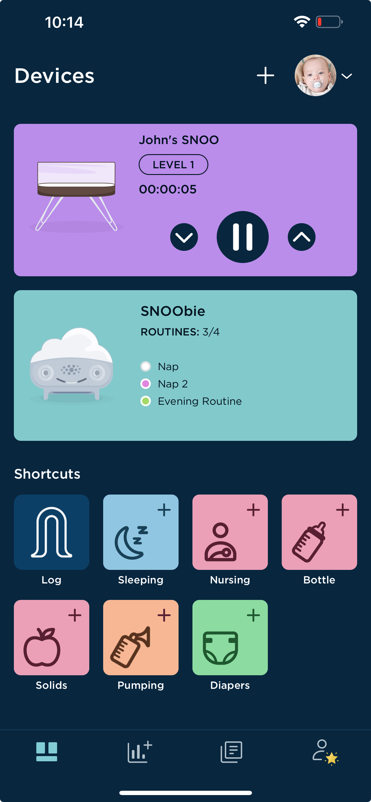 How do I track diaper changes with the Happiest Baby App? Home Screen.jpeg