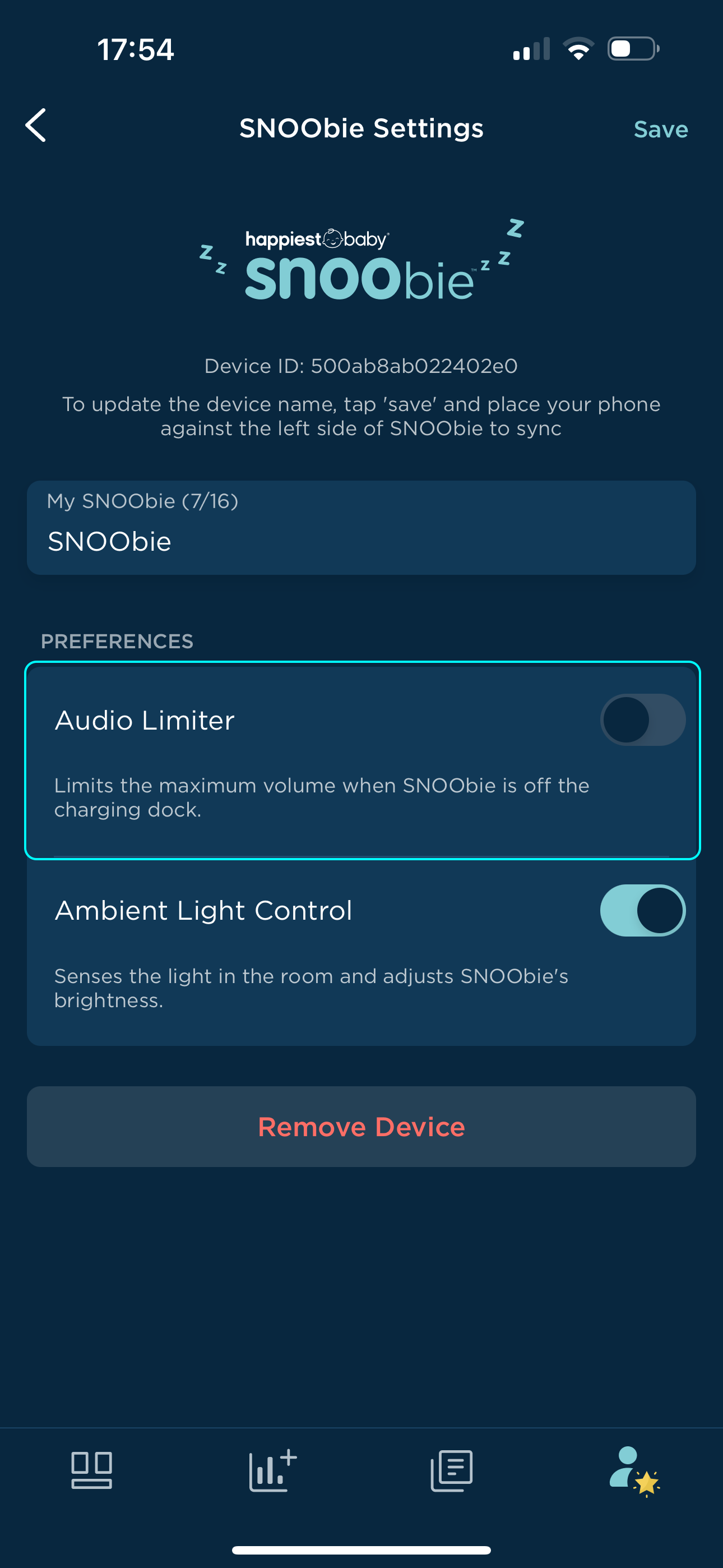 Why does SNOObie’s volume automatically lower when taken off the charging dock? Audio L Off.PNG